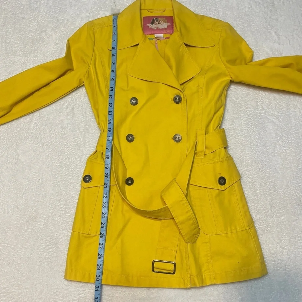 Fiorucci Bright Yellow Double Breasted Transitional‎ Spring Trench Dopamine Coat